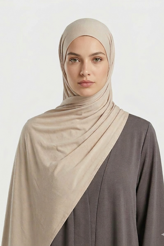 Atmungsaktiver Jersey-Sandbeige