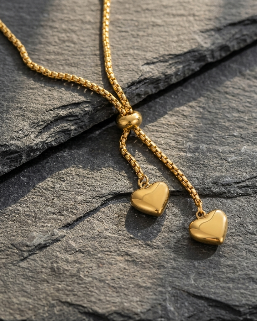 Verstellbare Herz Y-Halskette Gold (Wasserfester Edelstahl 18K)