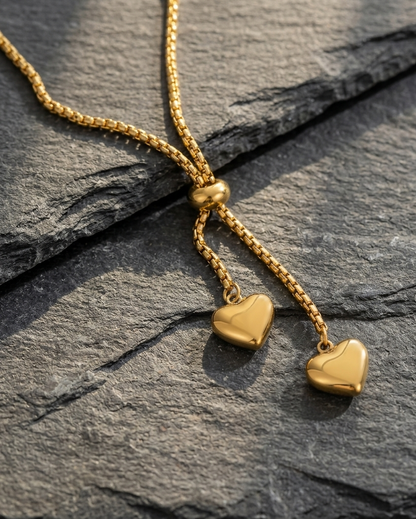 Verstellbare Herz Y-Halskette Gold (Wasserfester Edelstahl 18K)