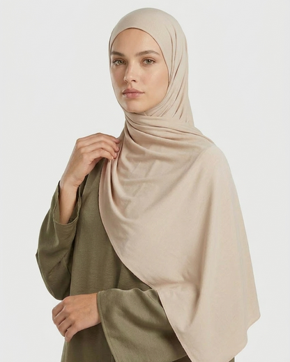 Atmungsaktiver Jersey-Sandbeige