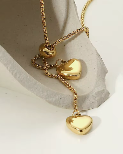 Verstellbare Herz Y-Halskette Gold (Wasserfester Edelstahl 18K)