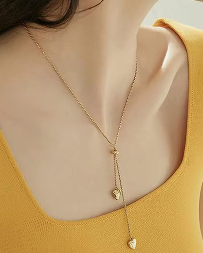 Verstellbare Herz Y-Halskette Gold (Wasserfester Edelstahl 18K)