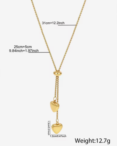 Verstellbare Herz Y-Halskette Gold (Wasserfester Edelstahl 18K)
